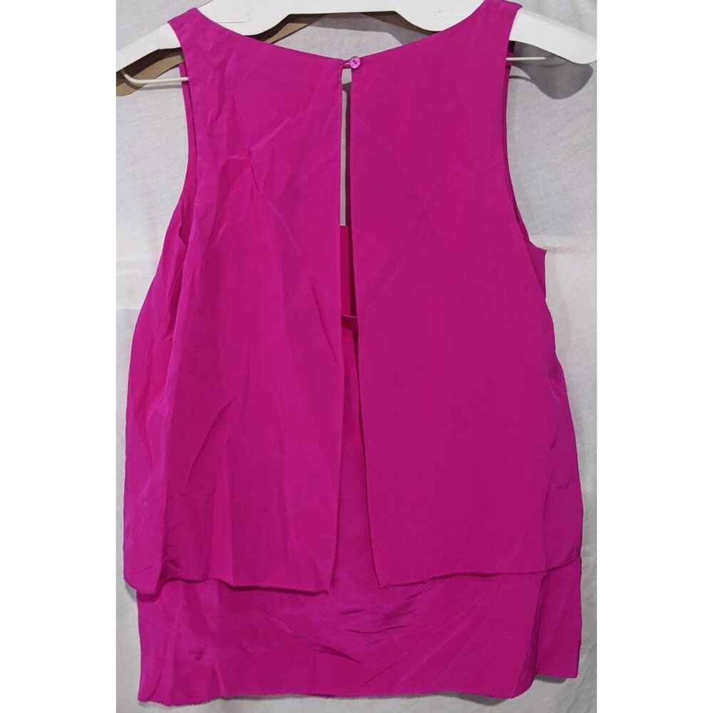 Trina Turk Hot Pink Silk Scoop Neck Layered Tank Top - Picture 3 of 9